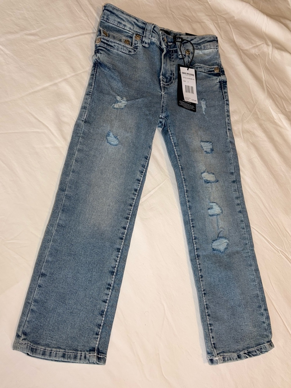 True Religion Boys Ricky Relaxed Straight Distressed Jeans Size 6 NWT